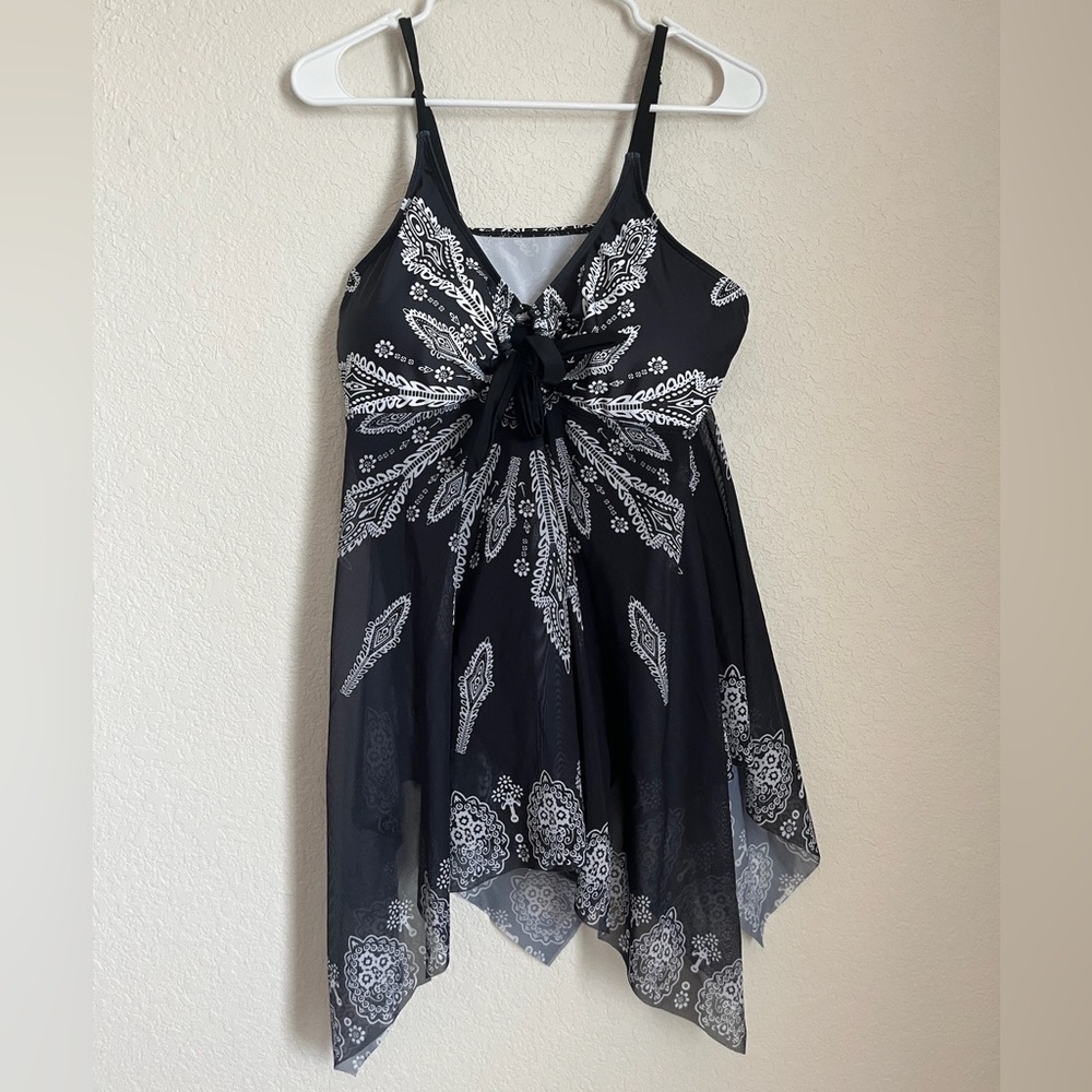 One piece bathing suit with cover up
